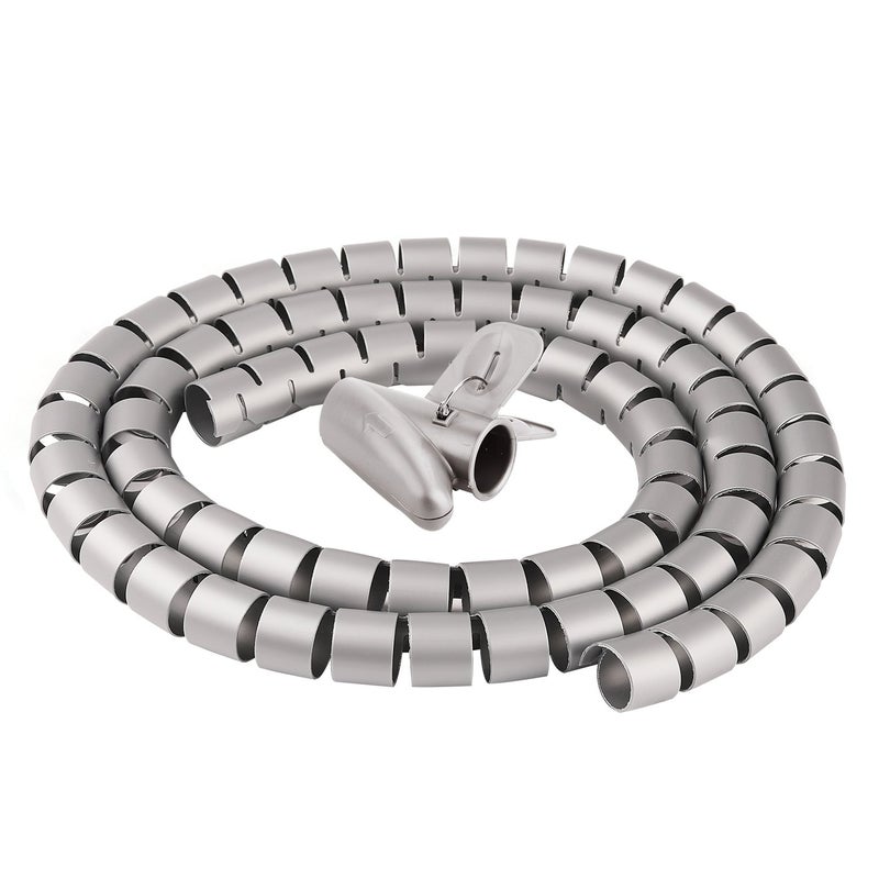 Chengsi Cable Organizer Coiled Tube Sleeve Cable Cable Management Sleeve (Silver Length59inches Diameter1.1inches) - Image 1